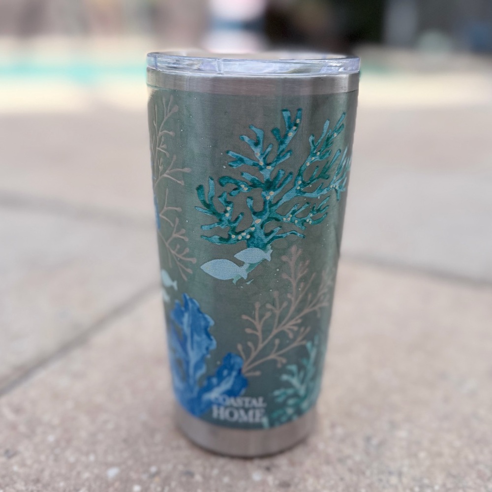 Stainless Steel 20oz Tumbler - Coral Reef with Sea Turtle & Seahorse